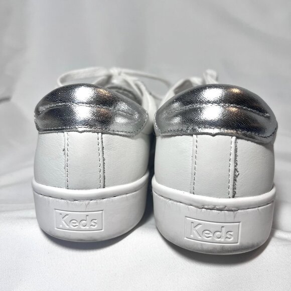 Keds Softerrra WH65949 Women's Leather Sneakers-Lace Up-9-White/Silver-Classic - Picture 12 of 16